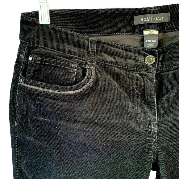 White House Black Market Sleek Bootcut Corduroy Pants Stretchy Size 10R Black - Picture 6 of 16